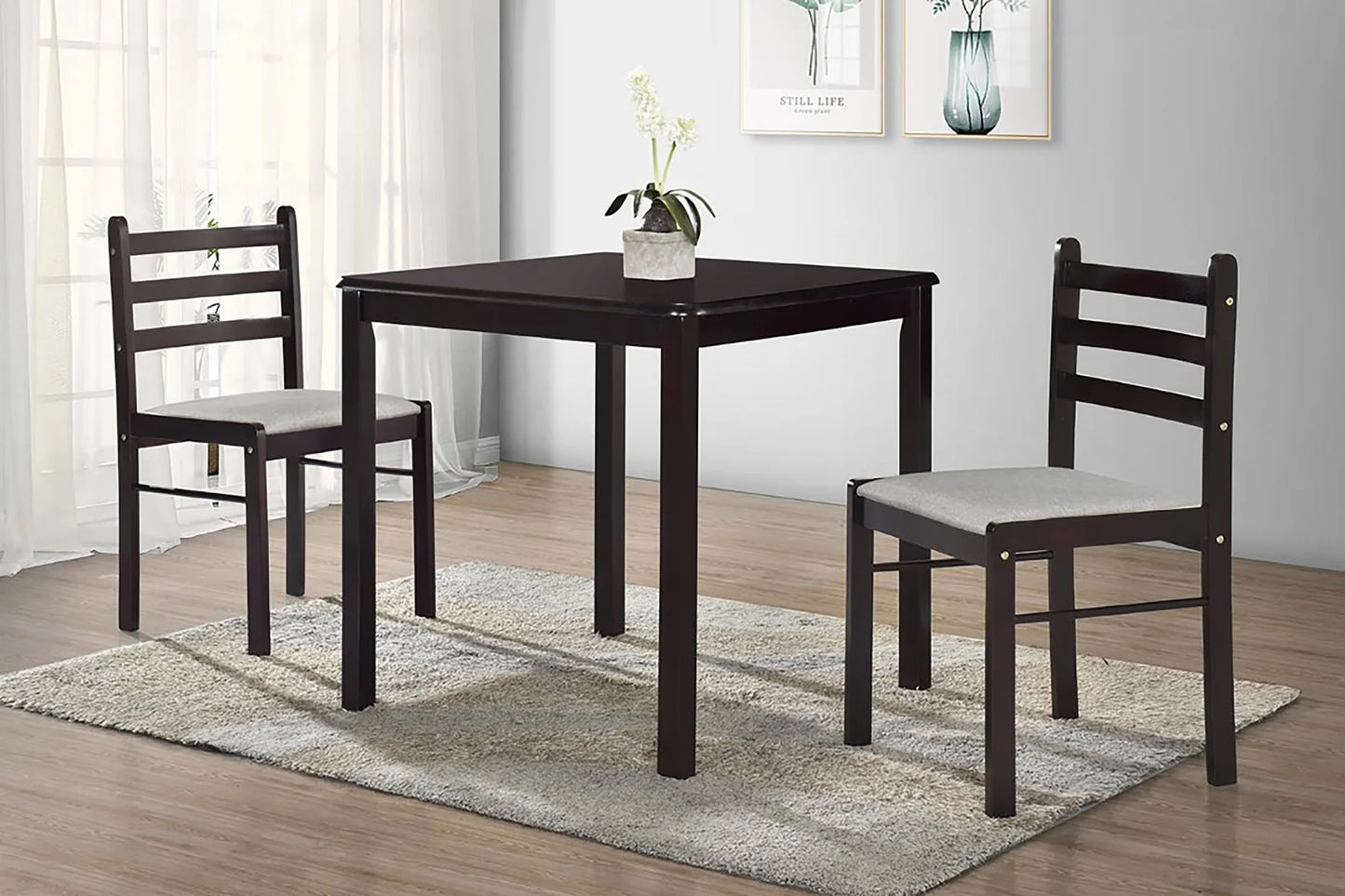 Brand New Espresso 3-PC Pack Breakfast Table Set