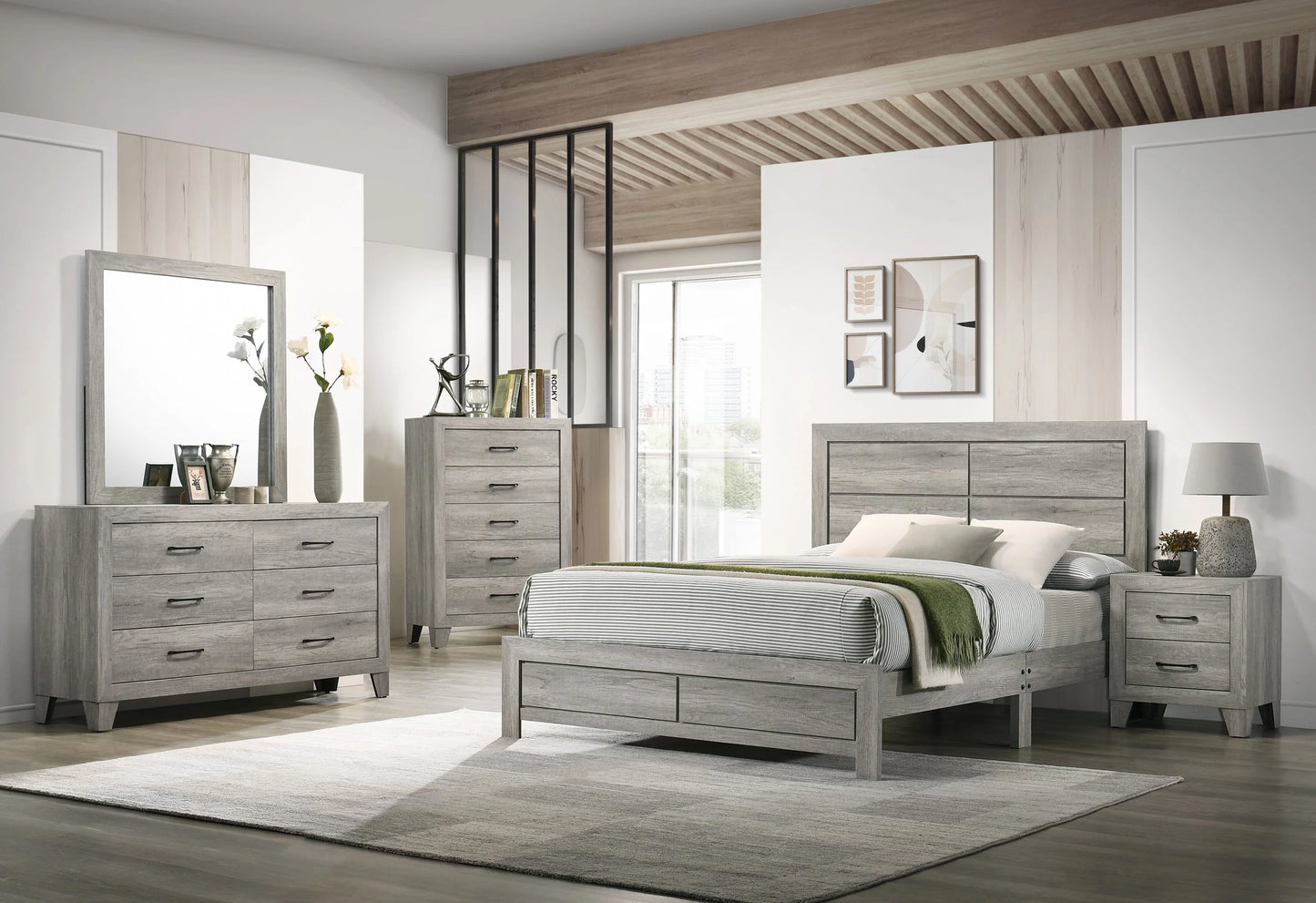 Brand New Light Grey 4pc Bedroom Set (4 Sizes)