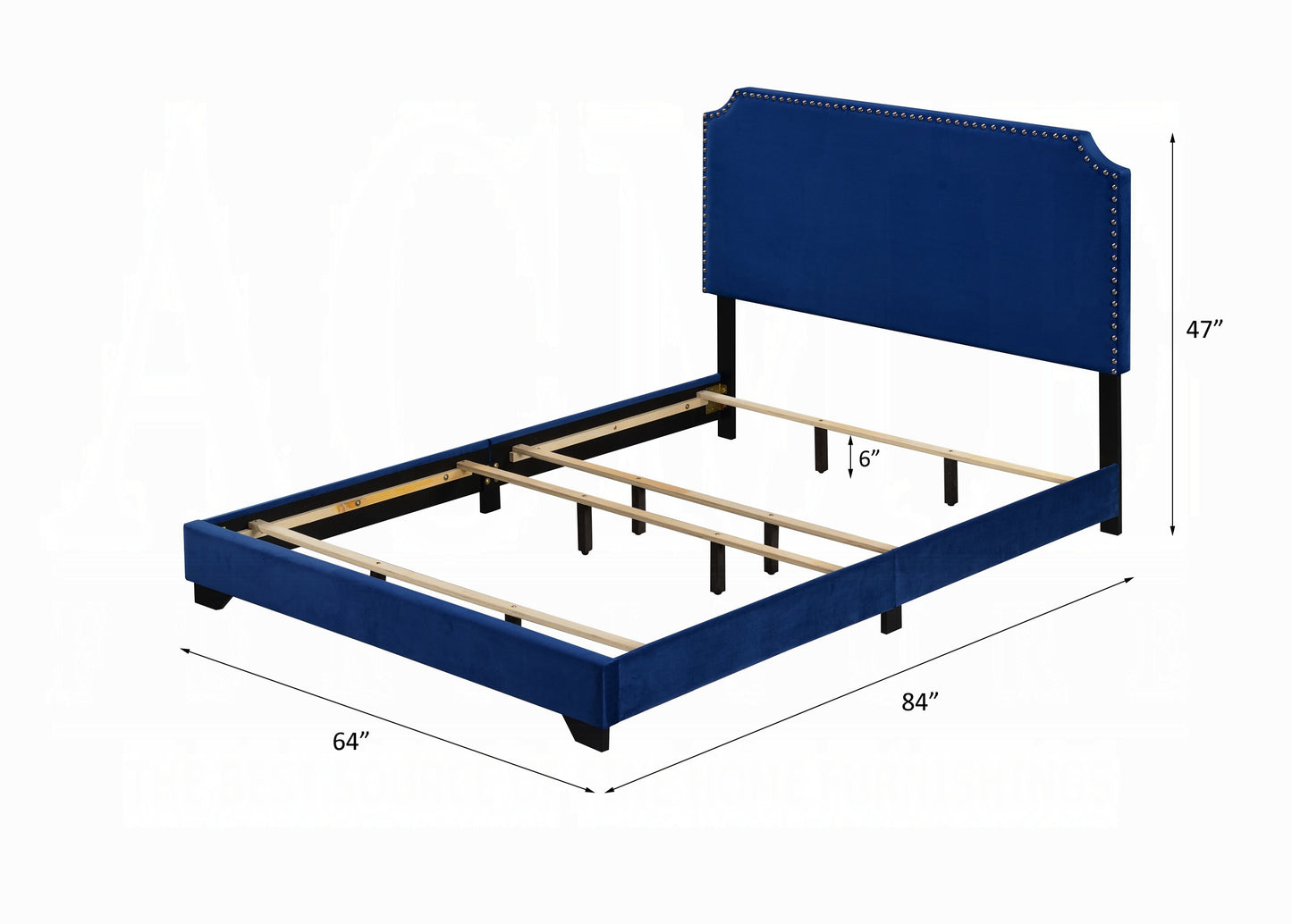 Brand New Queen Size Blue Velvet Bed