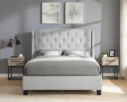 Brand New King Size Light Grey Linen Fabric Bed