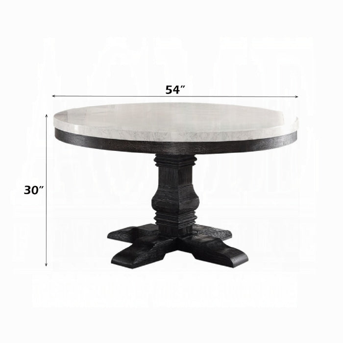 Brand New 5pc White Marble/Salvage Dark Oak Dining Set