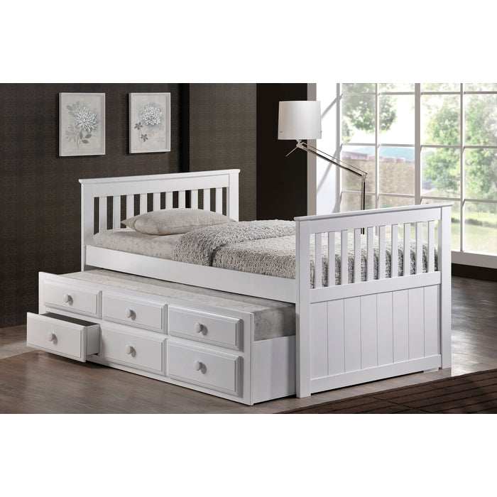 Brand New White Twin Size Captains Bed with Twin Trundle and 3 Drawers