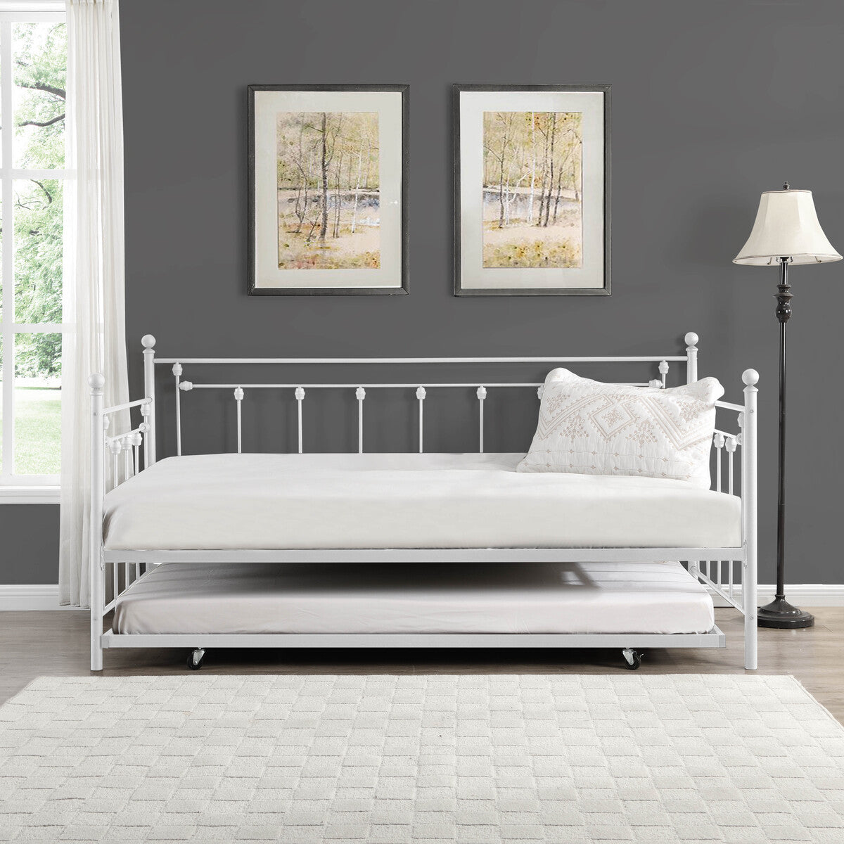 Brand New Victorian Metal Daybed w/ Trundle - TWIN-TWIN (3 Colors)