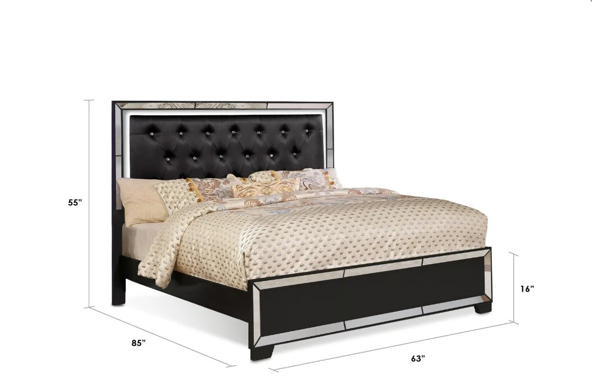 Brand New Black Queen Size Bed w/LED Headboard