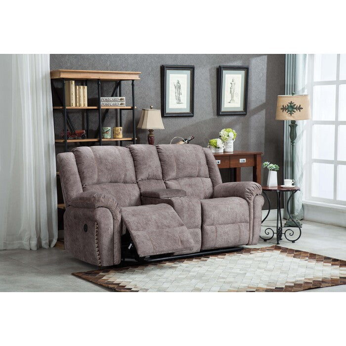Brand New Velvet Power USB Recliners Loveseat w/ Stitching Design (2 Colors)