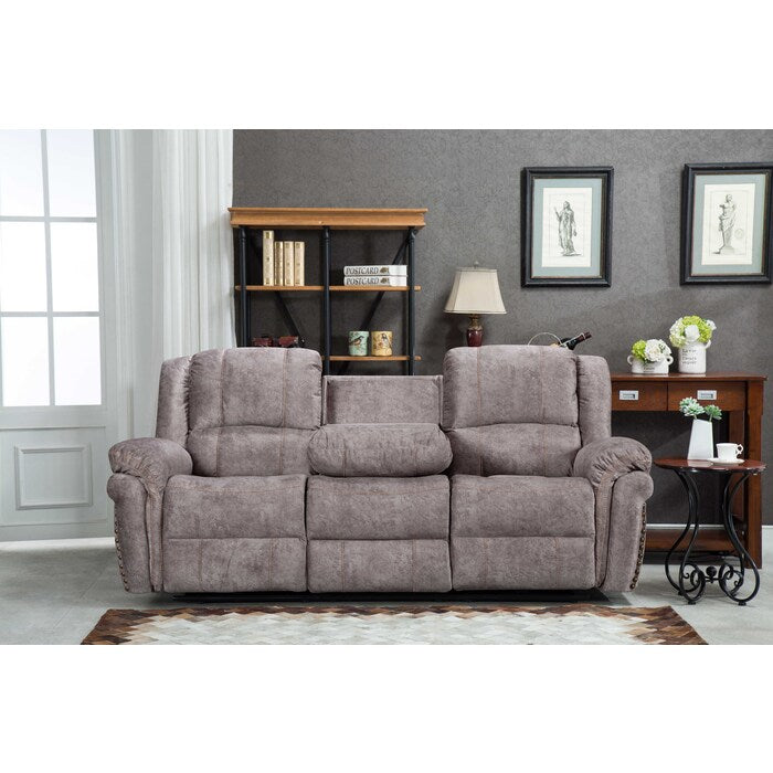 Velvet Power USB Recliners Sofa w/ Stitching Design (Grey or Brown)