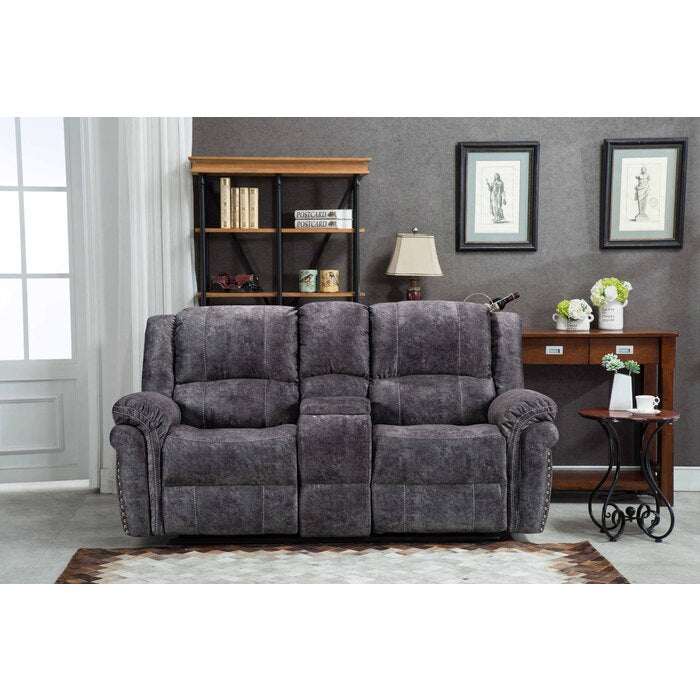 Brand New Velvet Power USB Recliners Loveseat w/ Stitching Design (2 Colors)