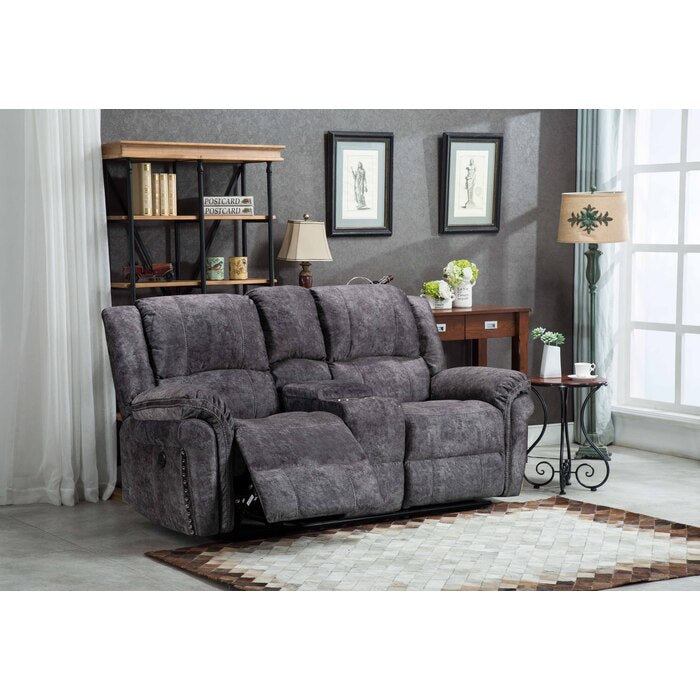 Brand New Velvet Power USB Recliners Loveseat w/ Stitching Design (2 Colors)