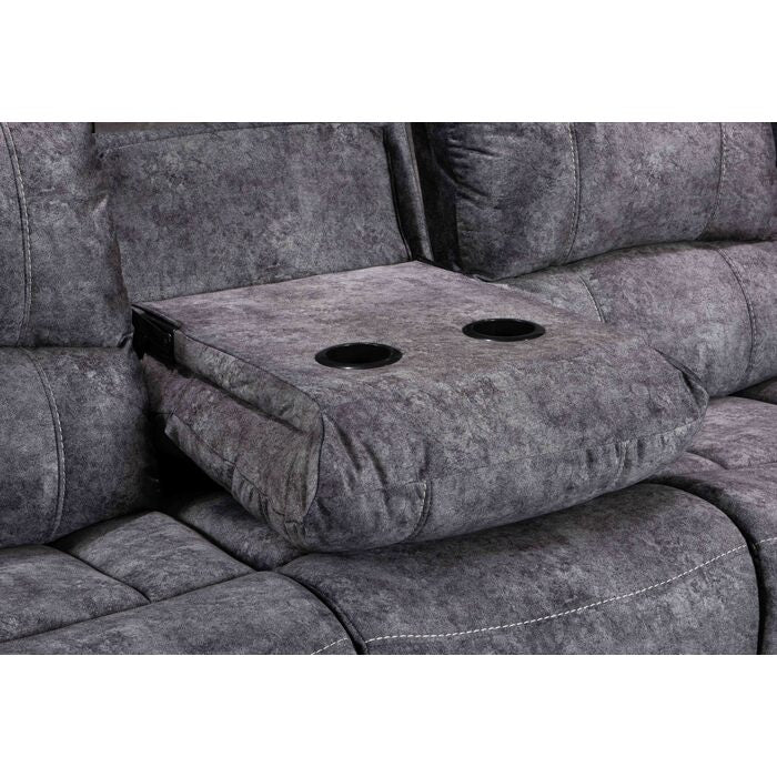 Velvet Power USB Recliners Sofa w/ Stitching Design (Grey or Brown)