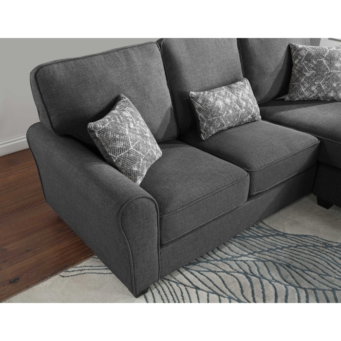 Brand New Reversible Fabric Plushy Cushioned Flared Round Arm Sectional Sofa (3 Colors)