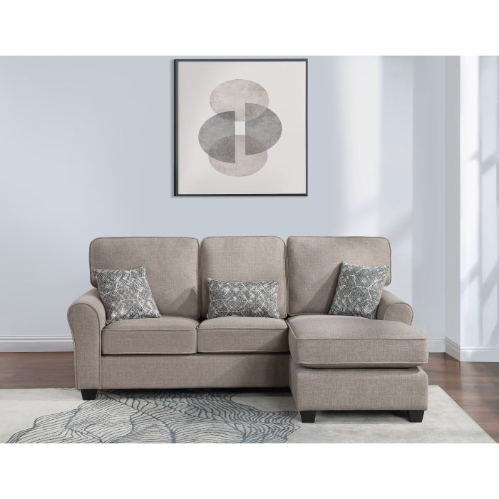 Brand New Reversible Fabric Plushy Cushioned Flared Round Arm Sectional Sofa (3 Colors)