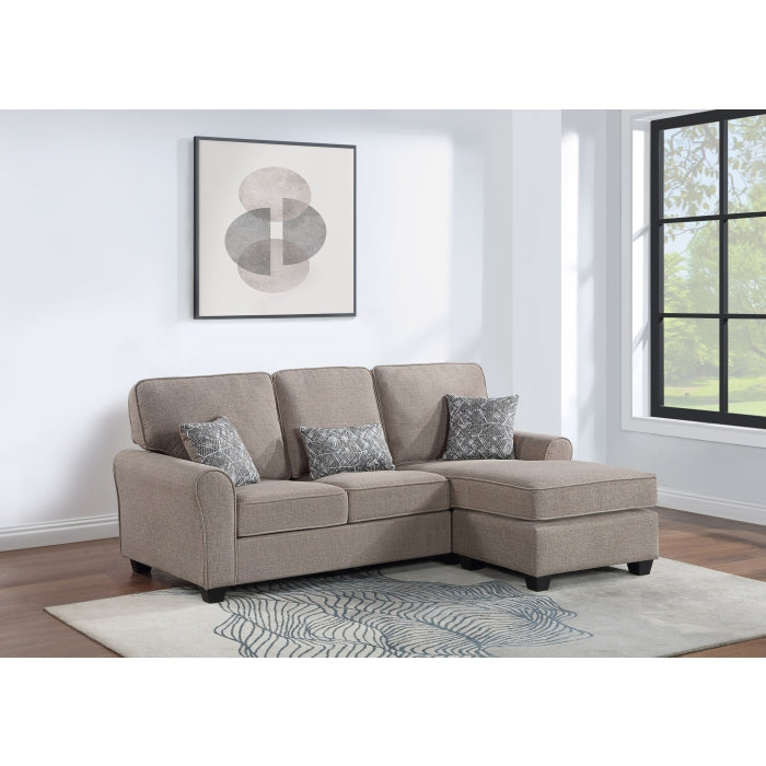 Brand New Reversible Fabric Plushy Cushioned Flared Round Arm Sectional Sofa (3 Colors)