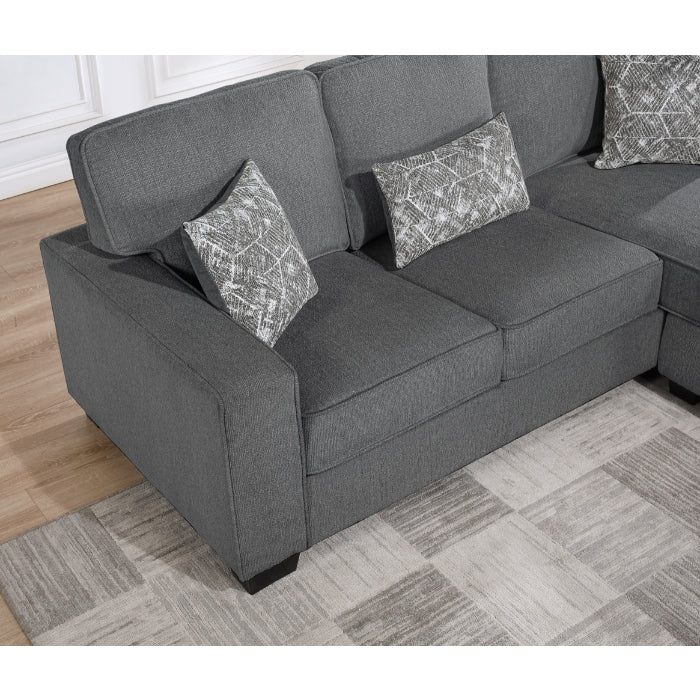 Brand New Reversible Fabric Plushy Cushioned Square Arm Sectional Sofa (3 Colors)