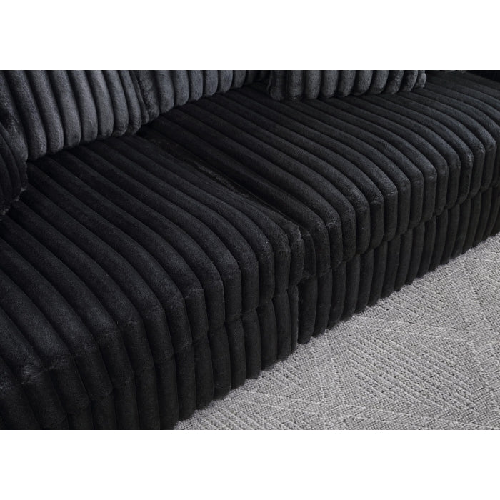 Brand New BLACK Corduroy Oversized Loveseat Power Convertible Bed w/ USB
