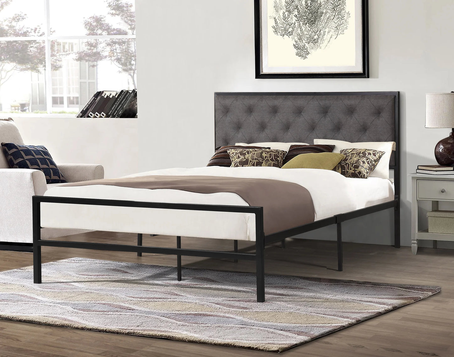 Brand New Metal Platform Bed (Gray or Beige)