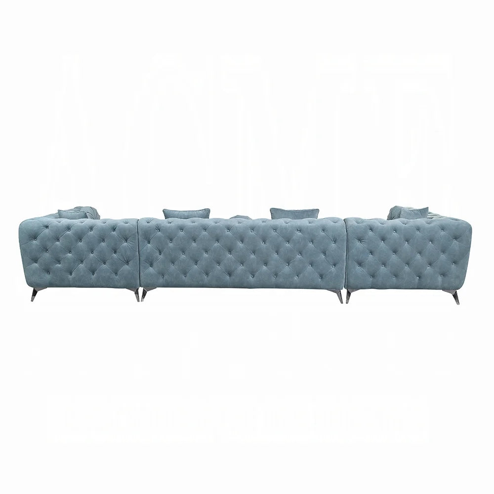 Brand New Dusty Blue Fabric Sectional w/7 Pillows