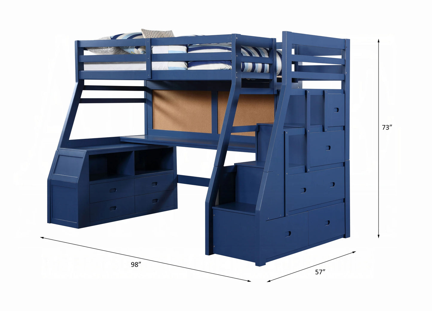 Brand New Navy Blue Twin Loft Bed W/Storage