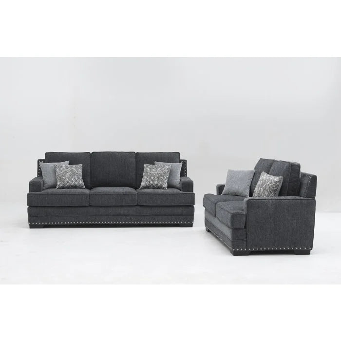 Brand New 2pc Fabric Stationary Sofa Set w/ 6 Pillows (3 Colors)