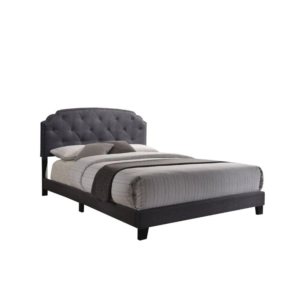 Brand New Queen Size Gray Fabric Platform Bed