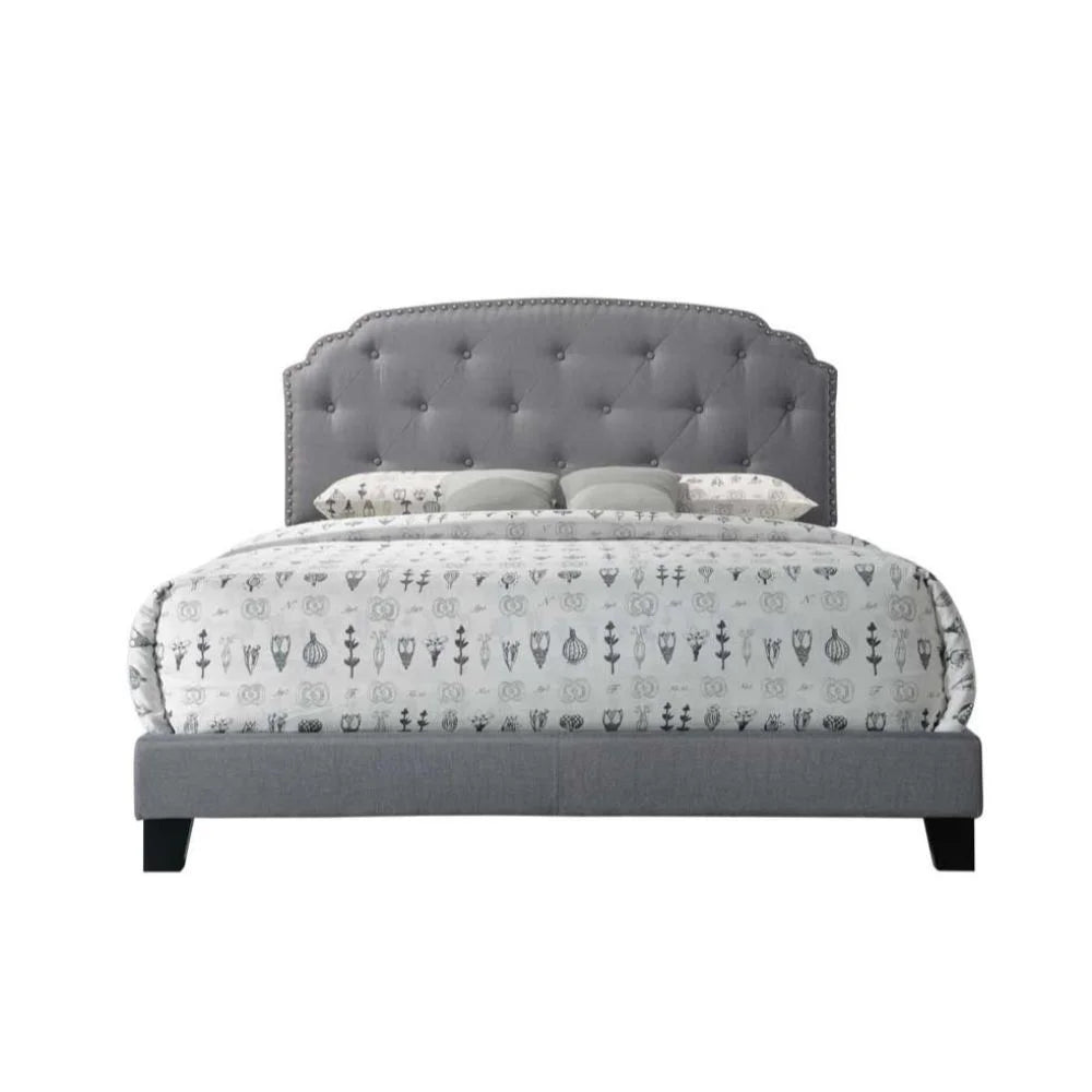 Brand New Queen Size Gray Fabric Platform Bed
