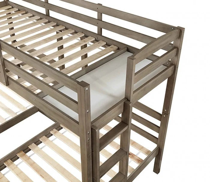 Brand New Warm Grey Triple Twin Bed with Bulit in Nightstand