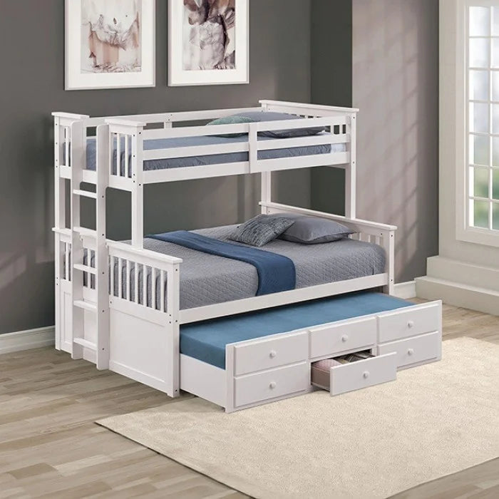 Brand New Twin/Full Wood Bunkbed w/Trundle & 3 Drawers (3 Colors)