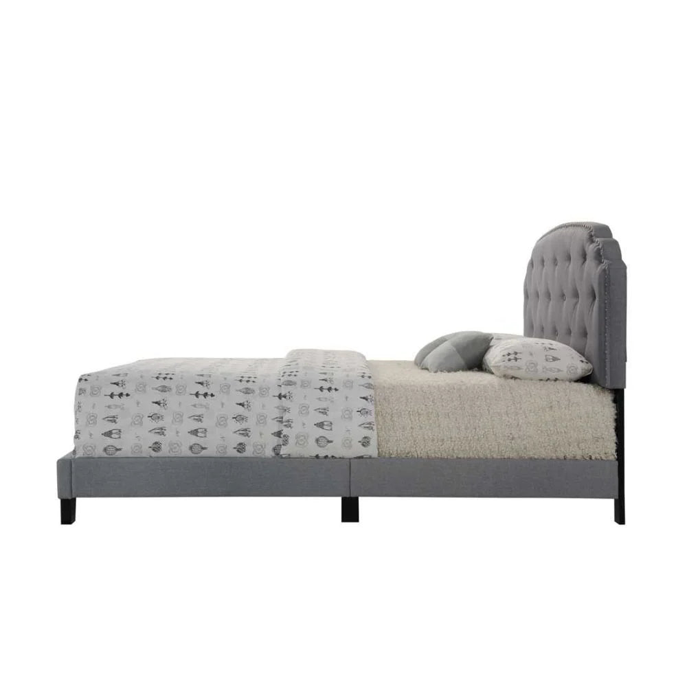 Brand New Queen Size Gray Fabric Platform Bed