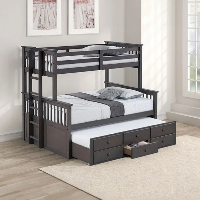 Brand New Twin/Full Wood Bunkbed w/Trundle & 3 Drawers (3 Colors)