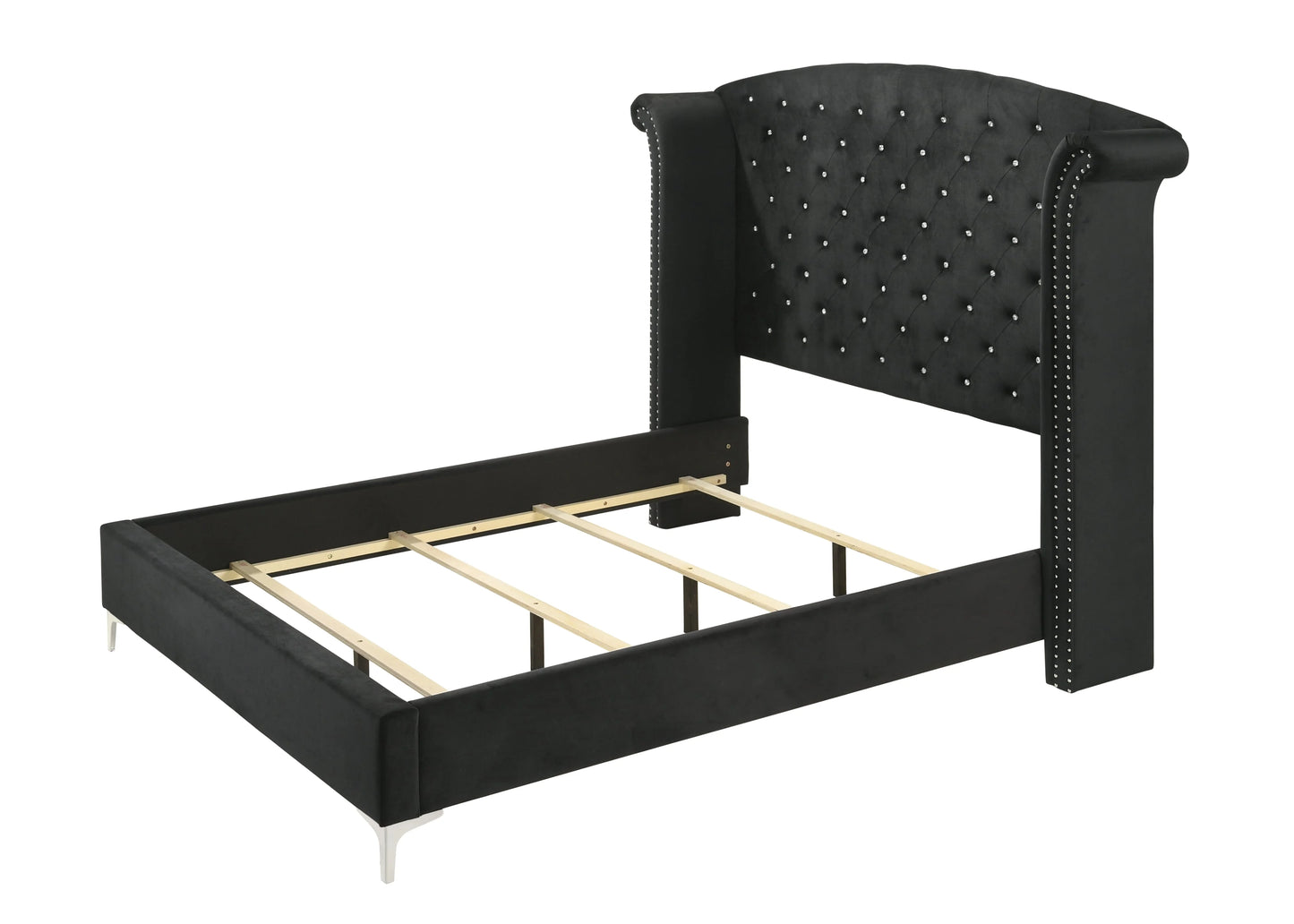 Brand New 4pc Black Fabric Bedroom Set (Queen or King)