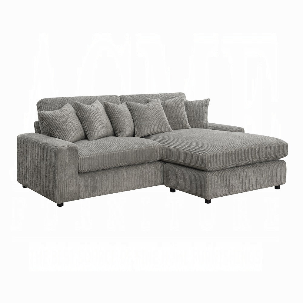 Brand New Gray Corduroy Sectional Sofa