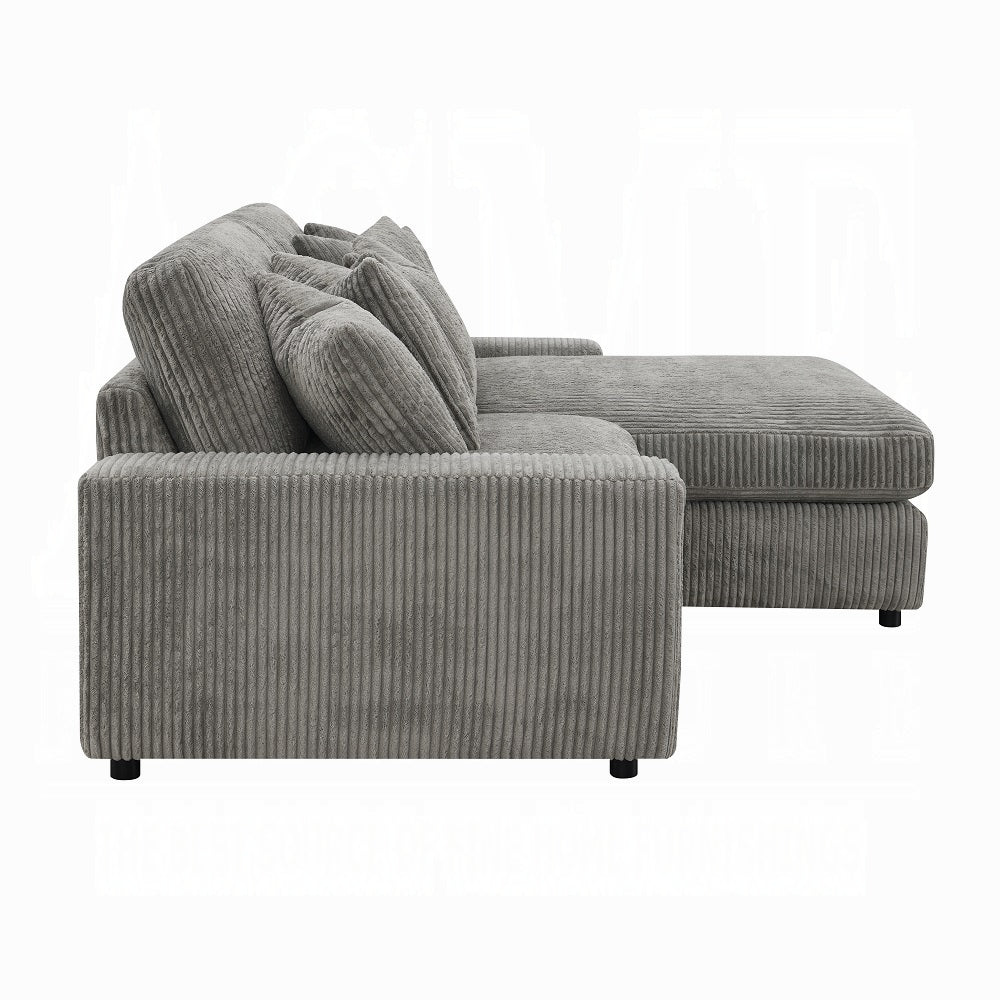 Brand New Gray Corduroy Sectional Sofa