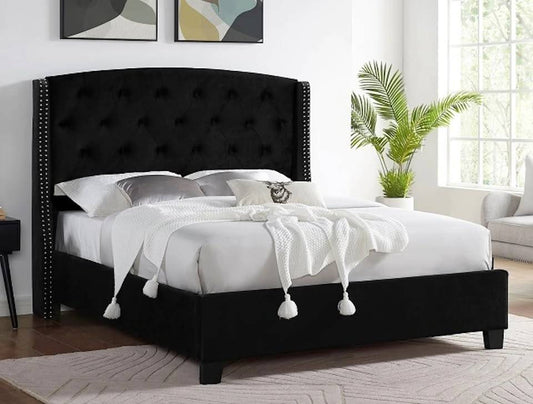 Brand New Black Fabric Bed (Queen or King)