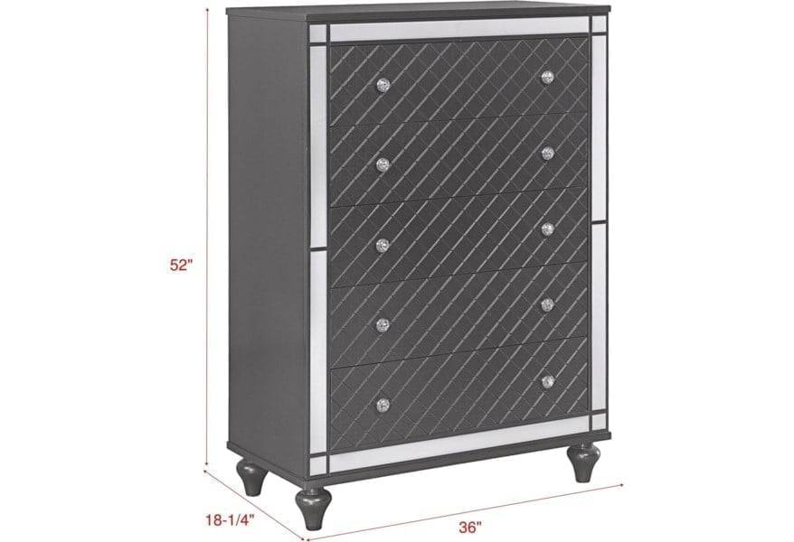 Brand New Grey 4pc Bedroom Set With LED Headboard & Mirror