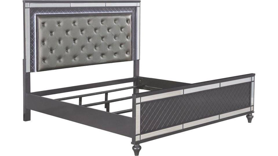 Brand New Grey 4pc Bedroom Set With LED Headboard & Mirror