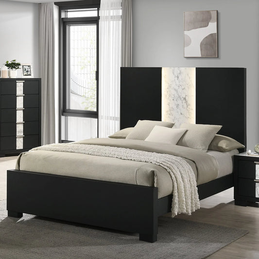 Brand New Black Bed w/LED Headboard (Queen or King)