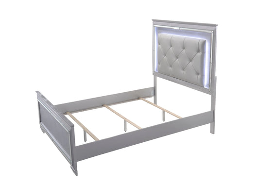 Brand New Silver Bed w/LED Headboard (Queen or King)