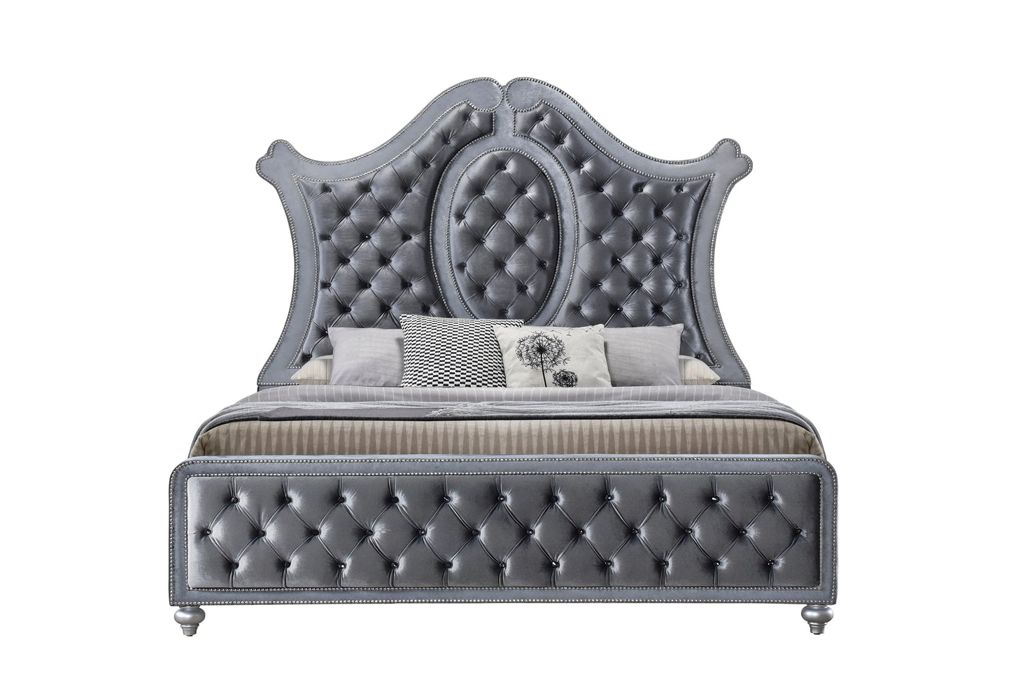 Brand New Grey Fabric 4pc Bedroom Set (Queen or King)