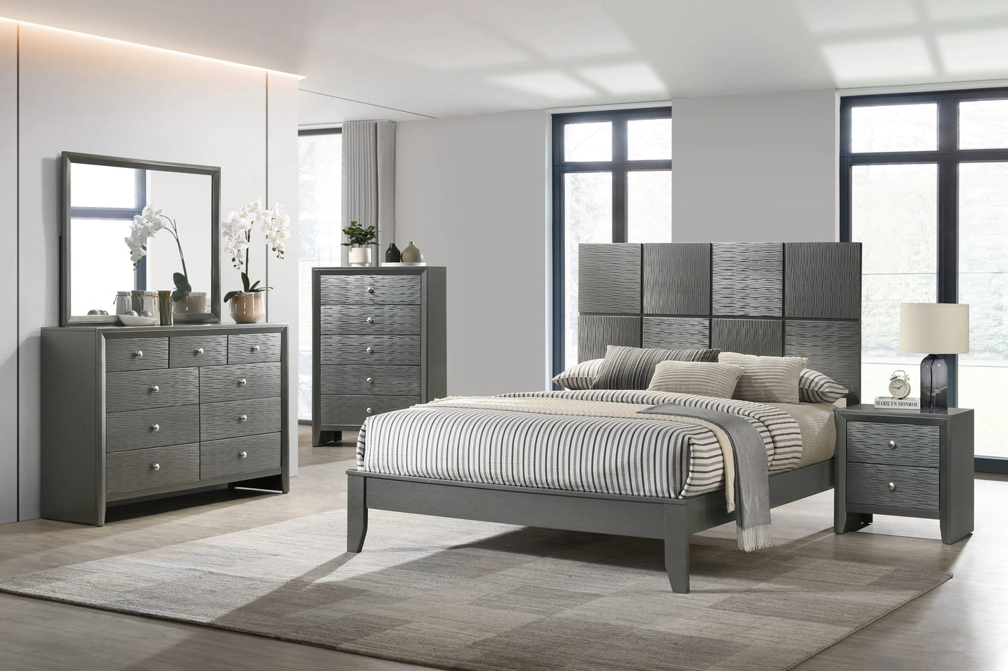 Brand New Grey 4pc Bedroom Set (Queen or King)