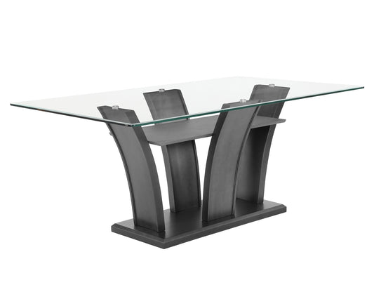 Brand New Grey 6pc Glass Top Dining Set