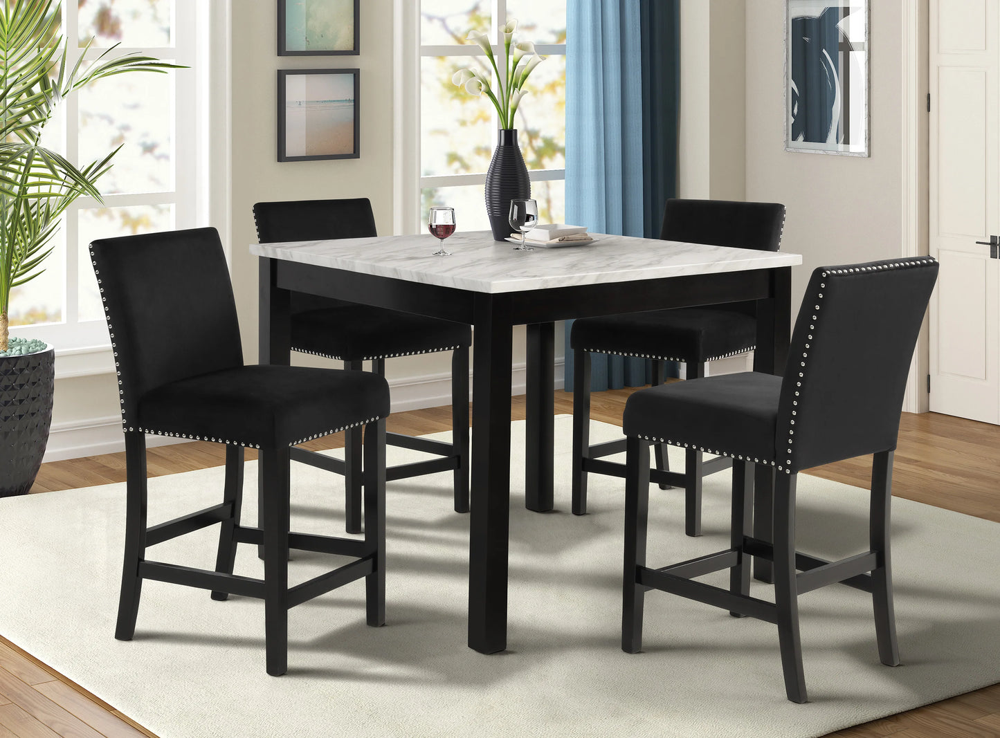 Brand New 5pc BK/WH Counter Height Dining Set