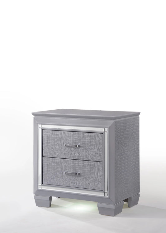 Brand New Silver Nightstand w/Nightlight & USB