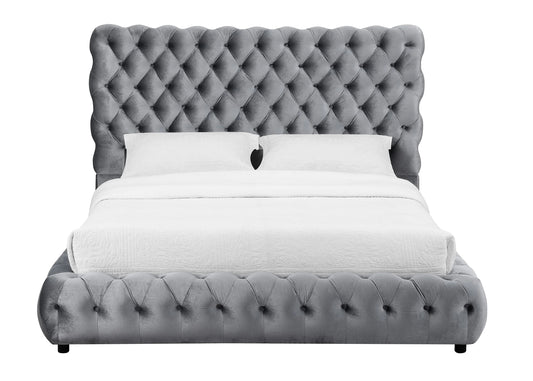 Brand New King or Queen Velvet Platform Bed (Black or Grey)
