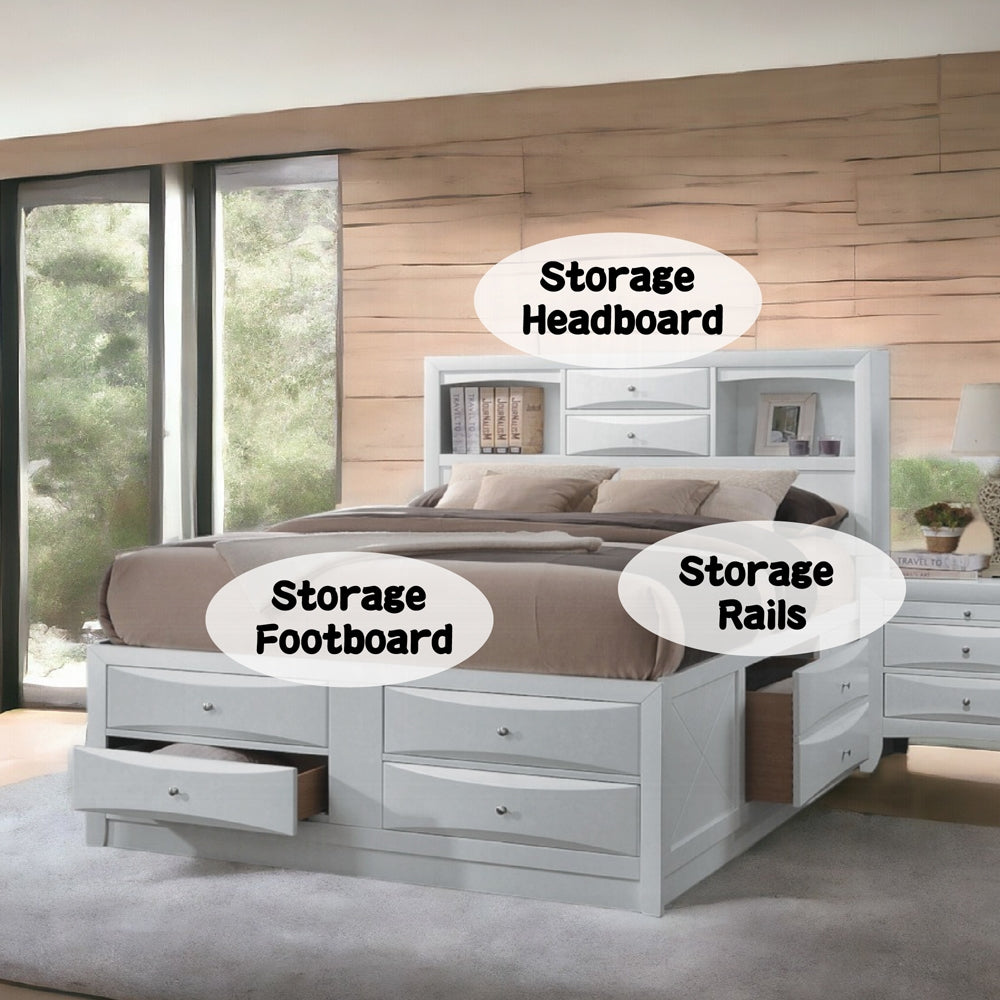 Brand New White King Size Platform Bed with Storage