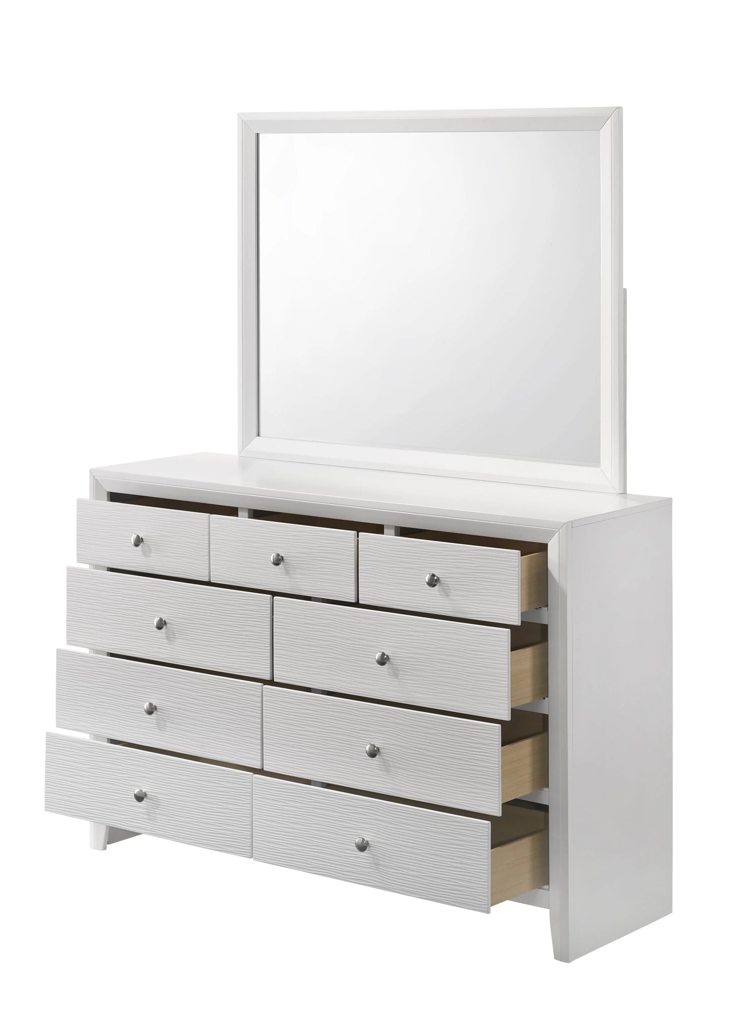 Brand New White Wood Dresser (Optional Mirror)