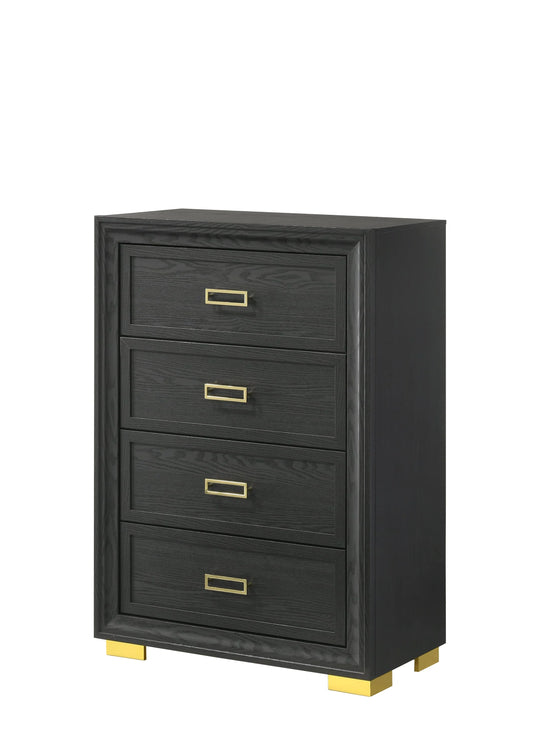 Brand New Black 4-Drawer Chest w/Gold Trim