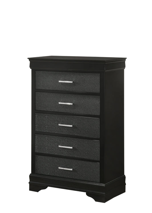 Brand New Black 5 Drawer Tall Chest