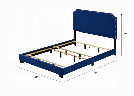 Brand New Queen Size Blue Velvet Bed