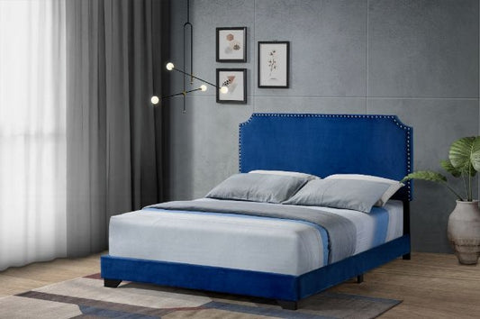 Brand New Queen Size Blue Velvet Bed