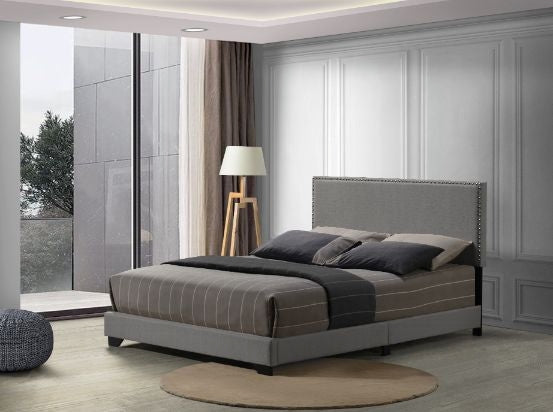 Brand New Queen Size Light Grey Fabric Bed