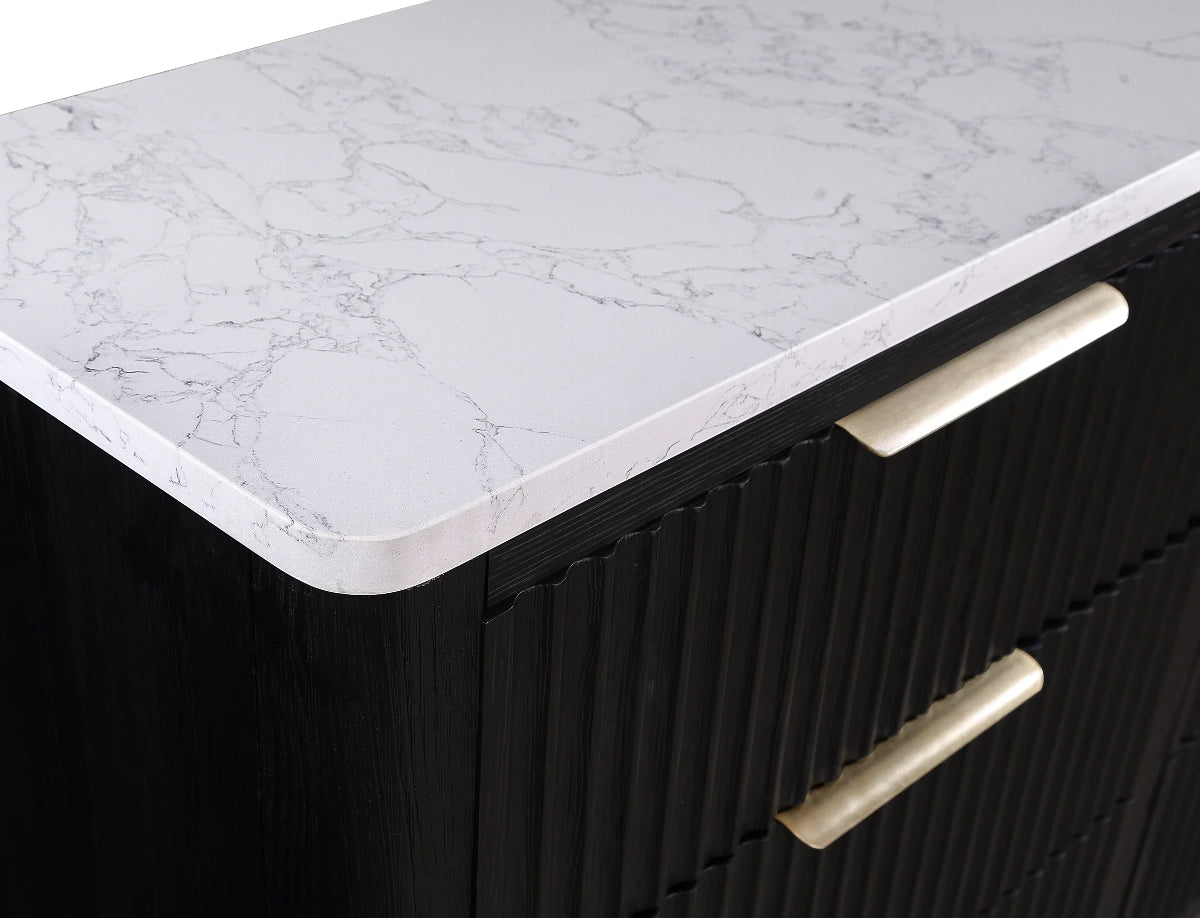 Brand New Black Dresser w/White Faux Marble Top (Optional Mirror)